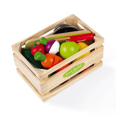 Produktbild von Janod Holzspielzeug Gemüse und Obst Maxi Set Green Market - Schneideset