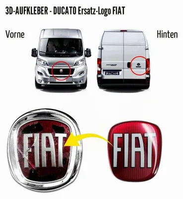 Produktbild von Fiat Ducato Aufkleber 3D Ersatzteil Logo dunkelgrau vorne + hinten AMS 32018