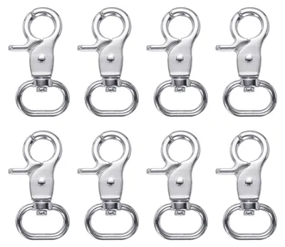 8er-Set Karabinerhaken 16,3 mm, Zinklegierung, drehbar