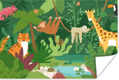 Produktbild von MuchoWow® Poster Dschungel - Tiere - Natur 120x80 cm - Bilder