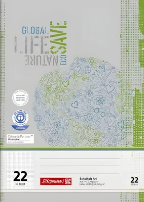 Produktbild von BRUNNEN Schulheft Recycling Lineatur 22 kariert DIN A4 ohne Rand, 16 Blatt
