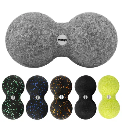 Zdjęcie produktu dla FIZYO Podwójna Piłka do Masażu 16x8 cm – Roller do Pleców, Karku, Szyi, Kręgosłupa, Łagodzenie Bólu, Regeneracja Mięśni, Duoball, Peanut, Wałek, Szara