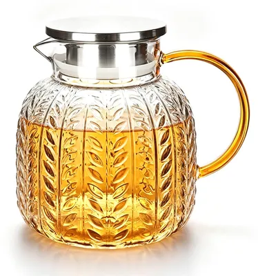 Glaskanne 1,3 L mit Deckel & Sieb, hitzebeständig