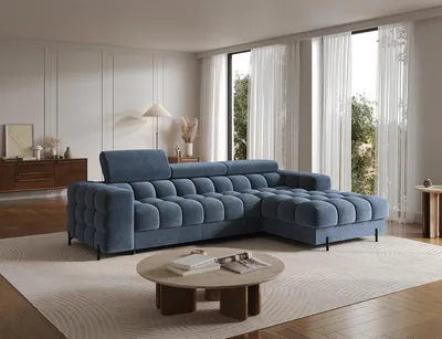 Produktbild von Polsterecke, Eckcouch Wohnlandschaft Sofa mit Ottomane Eckgarnitur - Ecksofa Neviro R - Anthracite (Aura 40)