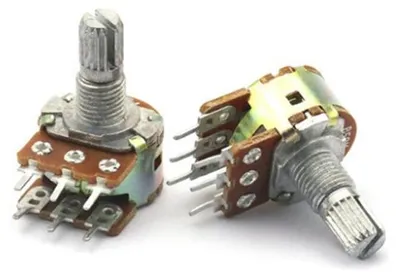 Produktbild von Drehpotentiometer, 50K Ohm, 15mm Schaft, doppelreihig