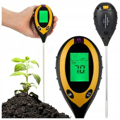Obrázok produktu pre Pôdny merač 4 v 1 (pH, vlhkosť, teplota, osvetlenie) s 9 V batériou