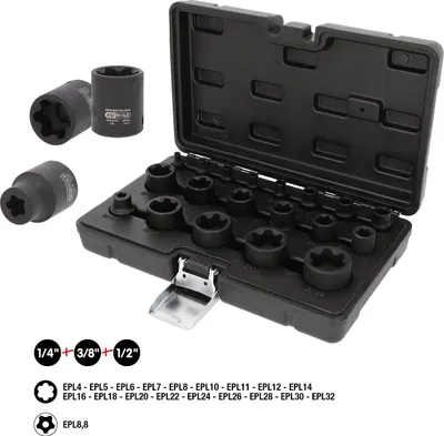Image de KS-Tools 515.0119 Jeu de clés à douilles 1/4"+3/8"+1/2" Torx Plus, 19 pièces
