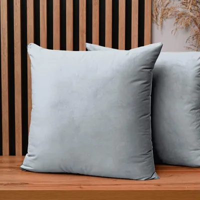 Obrázek produktu pro MG Design, sada 2 povlaků na polštáře, 55 x 55 cm, světle šedá barva - s zipem, sametově měkká s jemným leskem, snadno se udržuje a je odolná