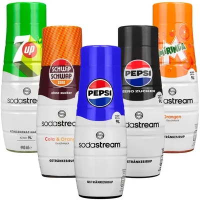 Produktbild von SodaStream Sirup Mix Set 5x440ml Pepsi 7UP Mirinda Schwip Schwap Zero