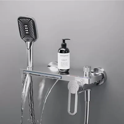 Produktbild von Wandmontierte Wasserfall-Duscharmatur mit Warm- und Kaltwassermischer (Chrom)