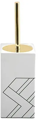 Produktbild von Keramische Toiletborstel-Set, weiß-gold, 3er-Pack