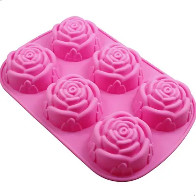 Image de TRANKIELO® - Moule en silicone rose multifonctionnel - 6 cavités pour gâteaux, chocolats et savons