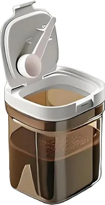 Image de Boîte à café hermétique, boîte de 425 g avec cuillère, récipient de cuisine pour café moulu, grains de café, thé, sucre, farine, céréales, 1 300 ml