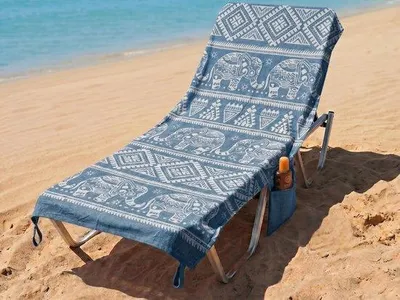 Zdjęcie produktu dla Ręcznik plażowy z kapturem i kieszeniami, 70 x 180 cm, wykonany z bawełny typu frotte, 100% bawełna, idealny do łóżeczka i na plażę