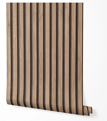 Produktbild von Selbstklebende Tapete Möbelfolie Holzoptik Eiche Lamellen 3D Wandpaneel Effekt Helle Holz Tapete Modern für Wohnzimmer Schlafzimmer Flur Büro Skandinavisch Minimalistisch 10m x 0,5m