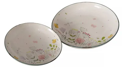 Produktbild von Teller mit Blumenmuster FLORINA, aus Keramik, 2er-Set