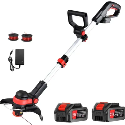Produktbild von Akku-Rasentrimmer 21V mit 2 Batterie,Freischneider,Motorsense,mit Akku und Ladegerät,mit 2x Spule,Teleskop-Stiel & Zusatzhandgriff