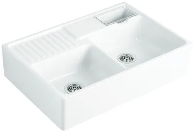 Immagine prodotto di Lavello Naber a doppia vasca. Lavello, Vetroceramica, bianco alpino - Lavelli da incasso