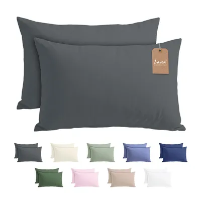 Produktbild von Lavea® 2er Set Kissenbezug - 40x80 - Anthrazit, KI-generiertes Bild