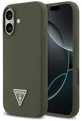 Produktbild von Guess – Silicone Triangle Logo MagSafe Hülle für iPhone 17 – Khaki