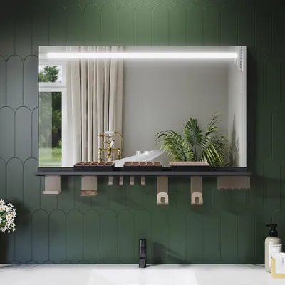 Immagine prodotto di Specchio da bagno SONNI 100 x 60 cm, tricolore, dimmerabile, RA90, antiappannamento, con mensola multifunzionale