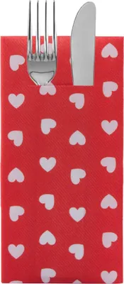Produktbild von Sovie HOME Besteckserviette Love in Rot aus Linclass® Airlaid 40 x 40 cm, 12 Stück - Herzen