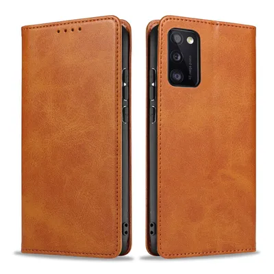 Produktbild von Handyhülle für Samsung Galaxy A41 Kunstleder Flip Cover Hülle Handytasche Case Kartenfach Farbe: Hellbraun