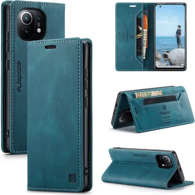 Immagine prodotto di Xiaomi Mi 11 Case, Retro Custodia in Finto cuoio, Stand e Custodia protettiva per Xiaomi Mi 11 blu