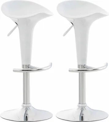 Obrázok produktu pre sada 2 barových stoličiek - Vysoká stolička - Ergonomická a výškovo nastaviteľná, farba: biela