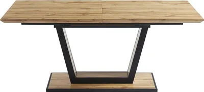 Produktbild von Klappbarer 6-10-Sitzer Esstisch aus MDF und Metall - natur und schwarz - VITENO
