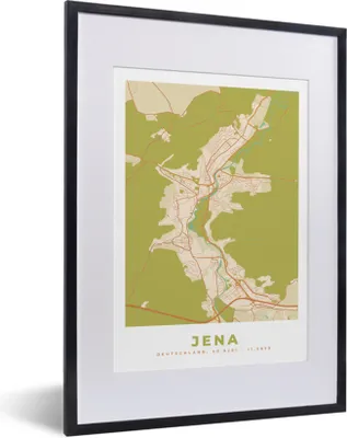 Produktbild von MuchoWow® Gerahmtes Poster Karte - Jahrgang - Jena - Stadtplan - Karte 30x40 cm - Poster mit Schwarzem Bilderrahmen Wandposter Rahmen Foto Bilder - Wandposter Schlafzimmer