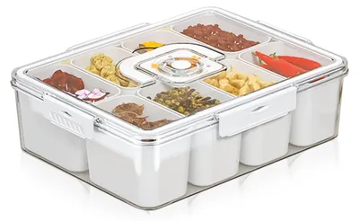 Vorratsdosen-Set, 8 Fächer, 500 ml, BPA-frei, luftdicht, beige