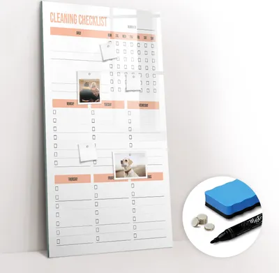 Produktbild von Magnetpinnwand Memoboard - Zubehörsatz - Schwarzer Marker + Schwamm + Magnete - 60 x 120 cm - Reinigungsplaner