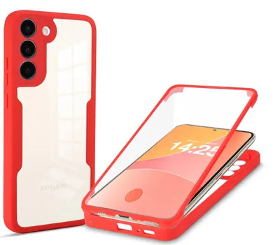 Produktbild von 360 Grad Rundum Schutz Handyhülle für Samsung Galaxy S23 Full Cover Vollschutz Case Farbe: Rot