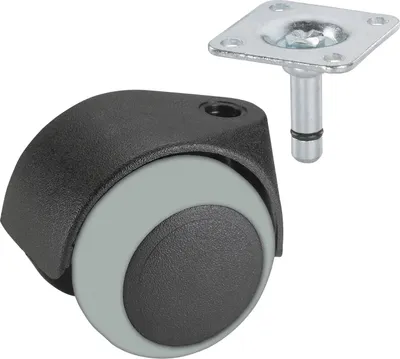 Obrázok produktu pre Dörner + Helmer Parkett-Doppelrolle 40 mm, Kunststoff schwarz, weiche TPE Sohle