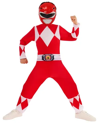 Produktbild von Rubies 1001408S000 Mighty Morphin Red Ranger Power Kinderkostüm, Größe 7-8 – Größe 7-8 Jahre