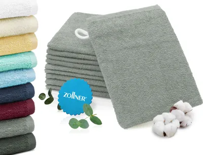 Produktbild von 10er-Set Waschhandschuhe, Baumwolle, 16x21 cm, 400g/qm, hellgrau