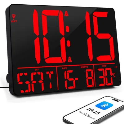 Digitale Wanduhr 13 Zoll LED mit Bluetooth, rot