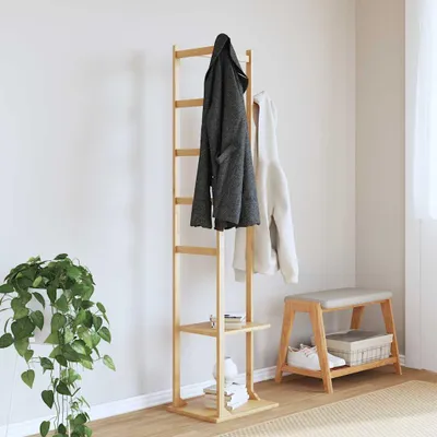 Obrázek produktu pro vidaXL Věšák na oblečení s háčky a policemi 38,5x30x156 cm bambusový