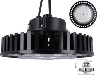 Immagine prodotto di 100W LED high bay spotlight bianco neutro 4000K Ø25cm 13000lm 120° UFO High Bay illuminazione industriale, illuminazione del capannone, faretto per officina impermeabile IP65