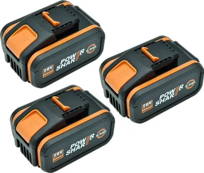 Productafbeelding van Batterij, 4000 mAh capaciteit, compatibel met verschillende Worx-modellen, 6.0Ah - 3 stuks