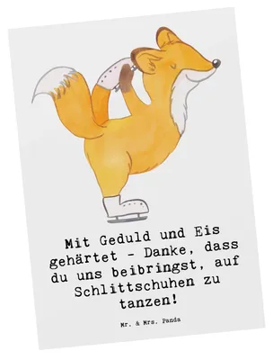 Produktbild von Mr. & Mrs. Panda Postkarte Eiskunstlauf Trainerin - Weiß - Geschenk, Schlittschuhe, Choreographie, Geduld, Postkarten, Dankbarkeit, bildkarte, Danksagung, Disziplin