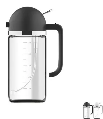 Immagine prodotto di Doppio dosatore di olio, dosatore di olio con filtro fine, bottiglia di olio con imbuto, filtro fine da 500 ml per cucinare, cucina, insalata, barbecue, nero