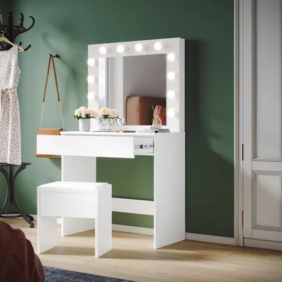 Obrázek produktu pro Kosmetický stolek - Toaletní stolek - Stolek na líčení - Stolek s zrcadlem pro líčení - Nábytek do ložnice
