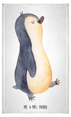 Produktbild von Mr. & Mrs. Panda Handtuch Pinguin marschieren - Weiß - Geschenk, Frotteehandtuch, Gästehandtuch 30x50, Spazieren, gäste wc, Klein, Familie, Pinguine, Bruder, Bunt