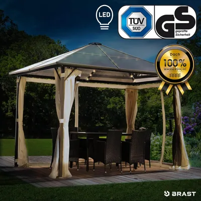 Produktbild von Alu Gartenpavillon SUMMERDREAM 3x3m beige inkl. LEDs