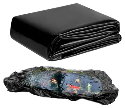Produktbild von Teichfolie LDPE schwarz, langlebig, faltbar und reißfest für Fischteiche, Wasserfälle, Koi-Teiche, 157" x 197" mit 0,5 mm/20 Mil Dicke