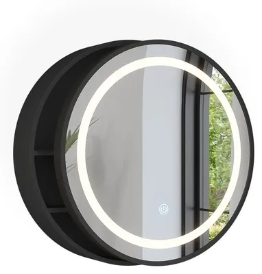 Immagine prodotto di Specchio contenitore bagno Vicco Silva Nero 50 x 50 cm con 5 vani portaoggetti, Model 57907