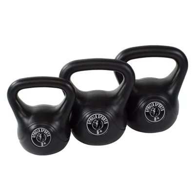 Produktbild von GORILLA SPORTS® Kettlebell - Set 17 kg (3 kg + 6 kg + 8 kg) Gewichte, aus Kunststoff - Kugelhantel, Schwunghantel, Kugelgewicht