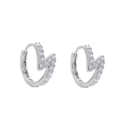 Produktbild von Glitzerstein Ohrschmuck Damenohrringe Creole Ohrcreolen Blitz Zirkonia GESCHENKIDEE, Sterlingsilber 925, inklusive Geschenkschachtel
